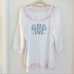 DKNY embroidered beach coverup.